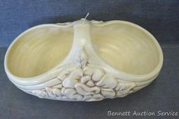 Red Wing magnolia pattern flower basket measures 12-3/4" wide and approx. 6" high. Piece is marked