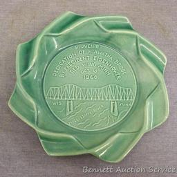 Red Wing souvenir plate commemorating the Dedication of Hiawatha Bridge by President Eisenhower,