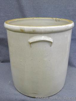 10 gallon stoneware crock with birch leaves by Union Stoneware Co. of Red Wing, Minn. Crock is in