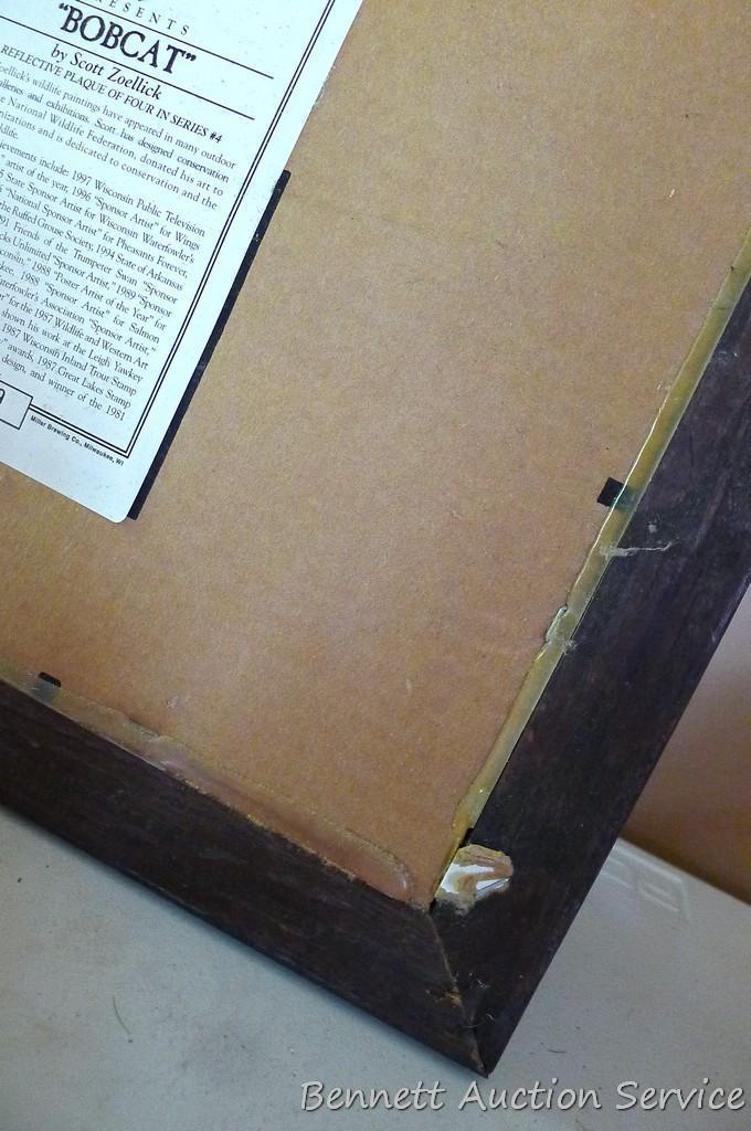 Miller High Life bobcat and hare beer mirror in good condition. Measures approx. 25" x 15" over