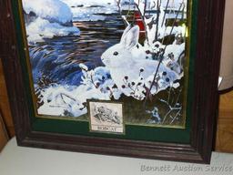 Miller High Life bobcat and hare beer mirror in good condition. Measures approx. 25" x 15" over
