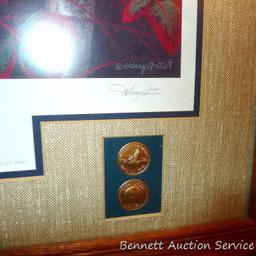Nicely framed and matted Thunderbird print by Henry Antist includes an $8 stamp. Measures approx