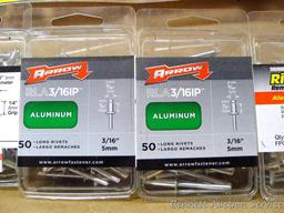 Arrow model RH200 heavy duty rivet tool, includes assortment of rivets.