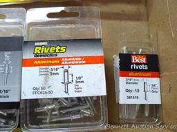 Arrow model RH200 heavy duty rivet tool, includes assortment of rivets.