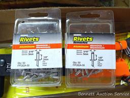 Arrow model RH200 heavy duty rivet tool, includes assortment of rivets.