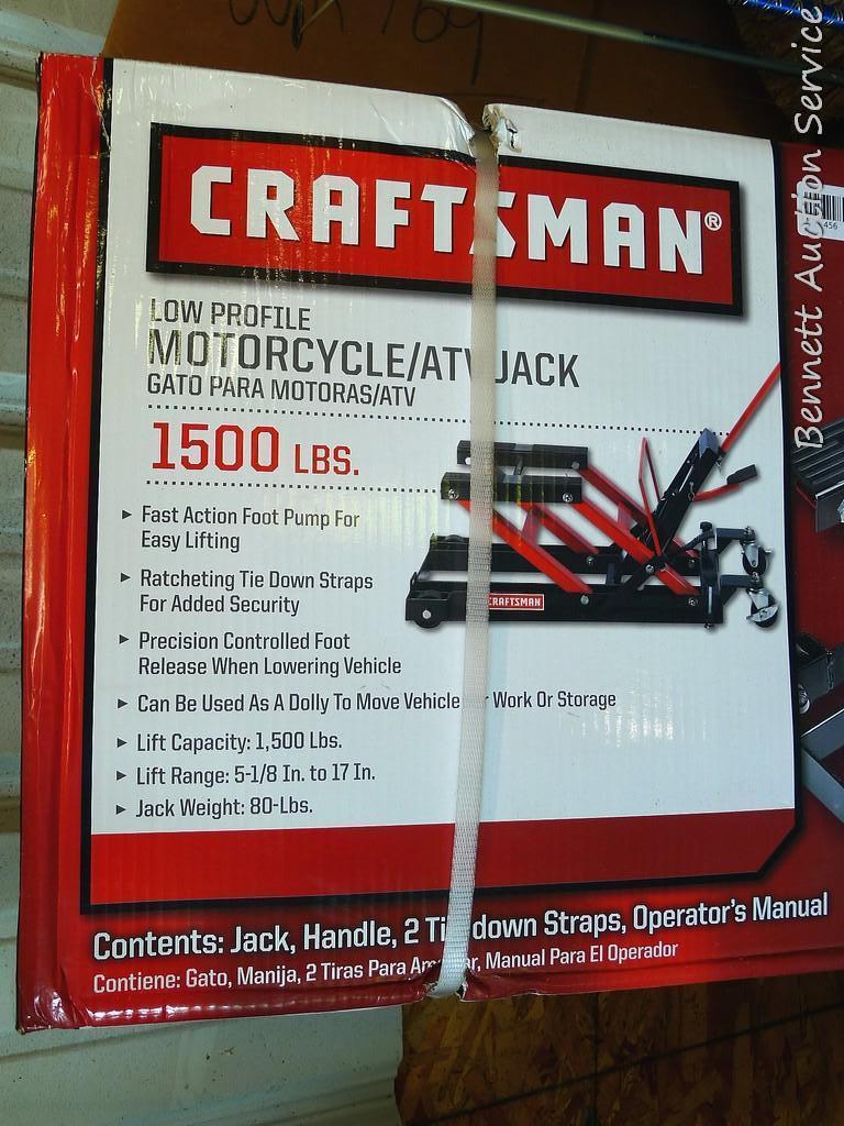 Craftsman low profile motorcycle ATV jack. 1500 lb. capacity, NIB.