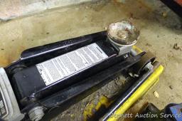 Sears hydraulic floor jack with handle. Lifts 3,300 lbs. Model #214.125100. Comes in plastic