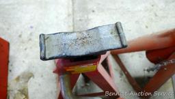 Two automotive 3 ton jack stands in good shape, stand 11" tall; 2 lighter duty jack stands.