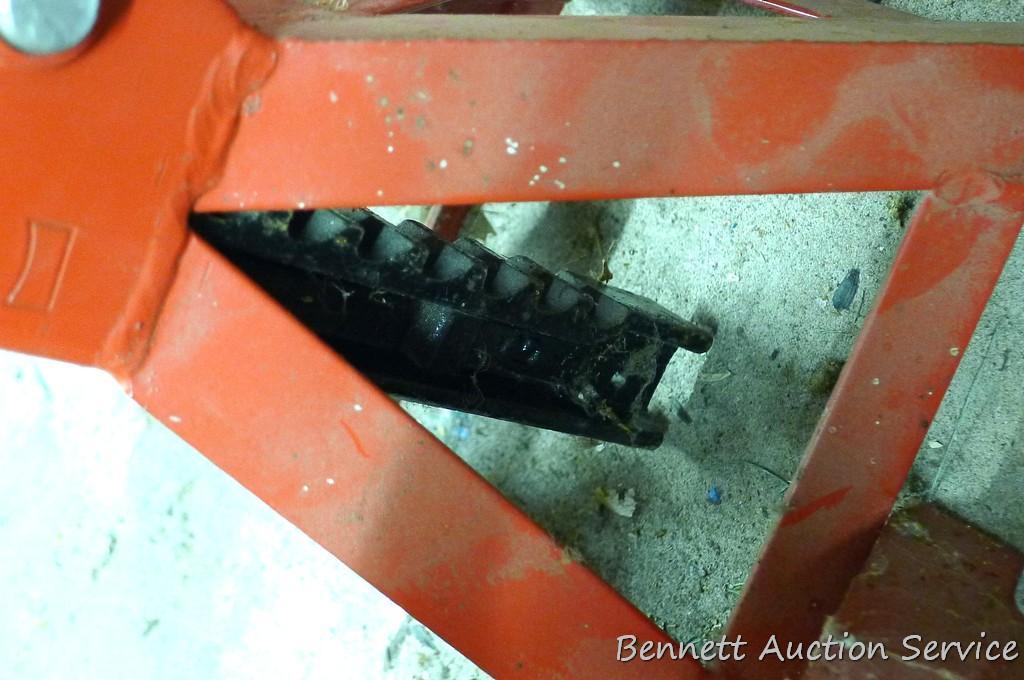 Two automotive 3 ton jack stands in good shape, stand 11" tall; 2 lighter duty jack stands.