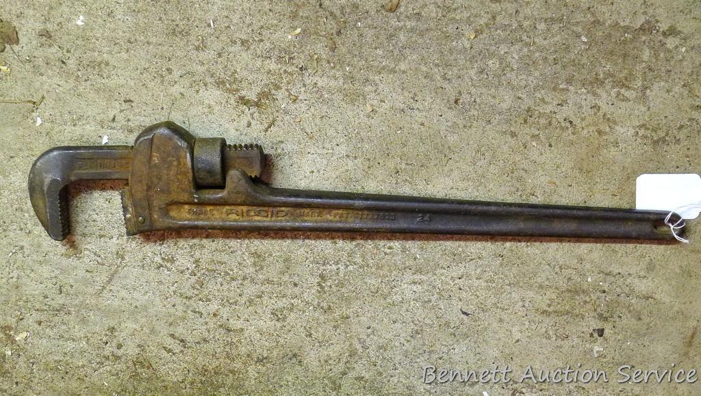 Ridgid 24" pipe wrench. Jaws show a little wear.