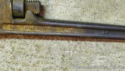 Ridgid 24" pipe wrench. Jaws show a little wear.