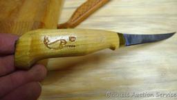 Rapala fillet knife with J. Martliini Finland on, 8" long in leather sheaf,