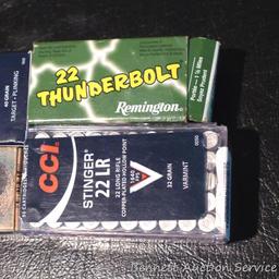 50 rounds CCI Quiet .22LR cartridges; 50 rounds CCI Stinger .22LR cartridges; partial boxes of