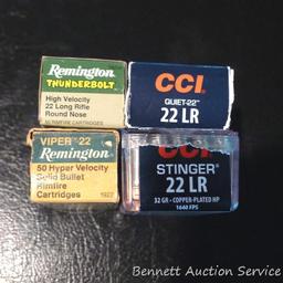 50 rounds CCI Quiet .22LR cartridges; 50 rounds CCI Stinger .22LR cartridges; partial boxes of