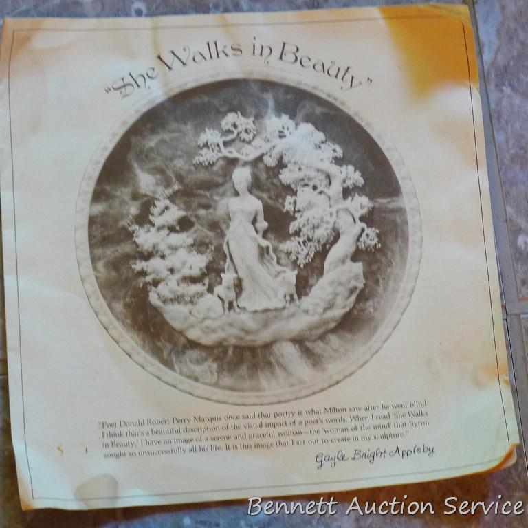 Two Incolay collector's plates with certificates of original ownership. One titled 'She Walks in
