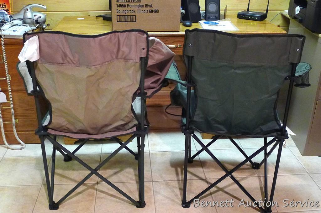 Two folding yard or camp chairs, both with carry bag. Good shape.