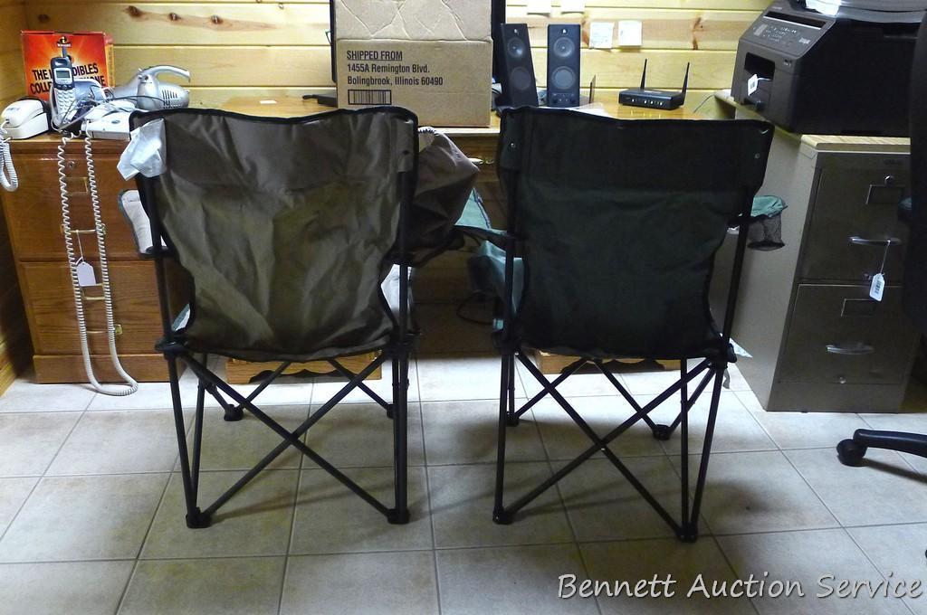 Two folding yard or camp chairs, both with carry bag. Good shape.