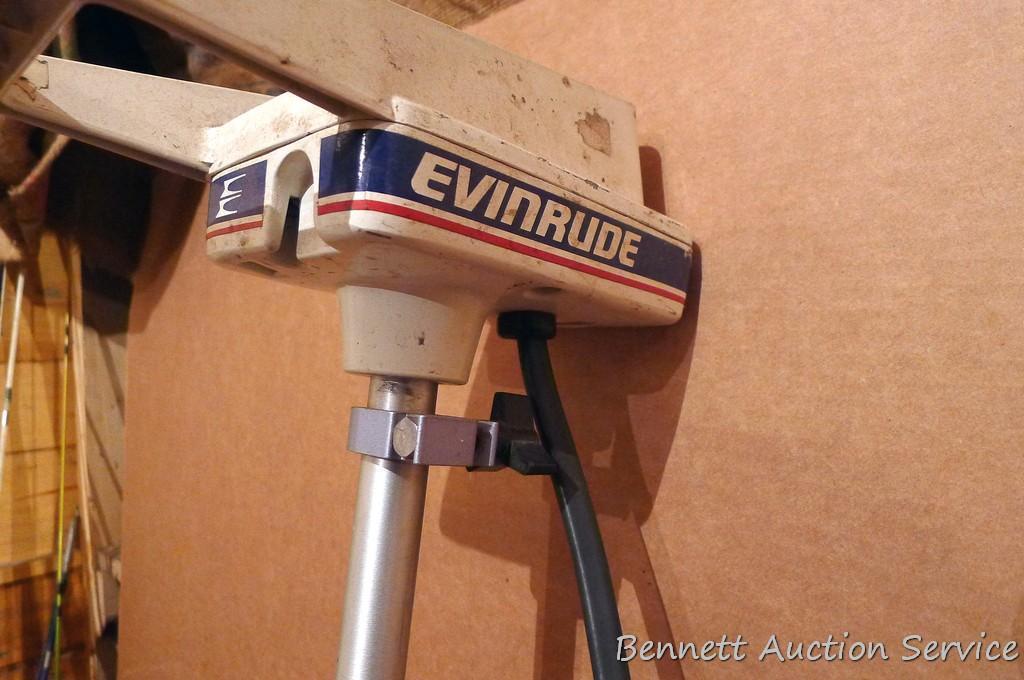 Evinrude Scout trolling motor Model No. ET120 with three speed control settings. Cord is taped,