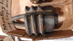 Seller states antique Monkey fist anchor for loading logs with a June Bug jammer. Measures 7" x 4".