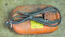 Metal outboard motor gas can includes hose 10" x 19" x 7".