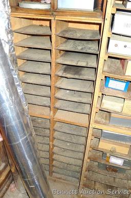 Shelving, boxes and contents. Includes hinges, screws, chain repair links and more.
