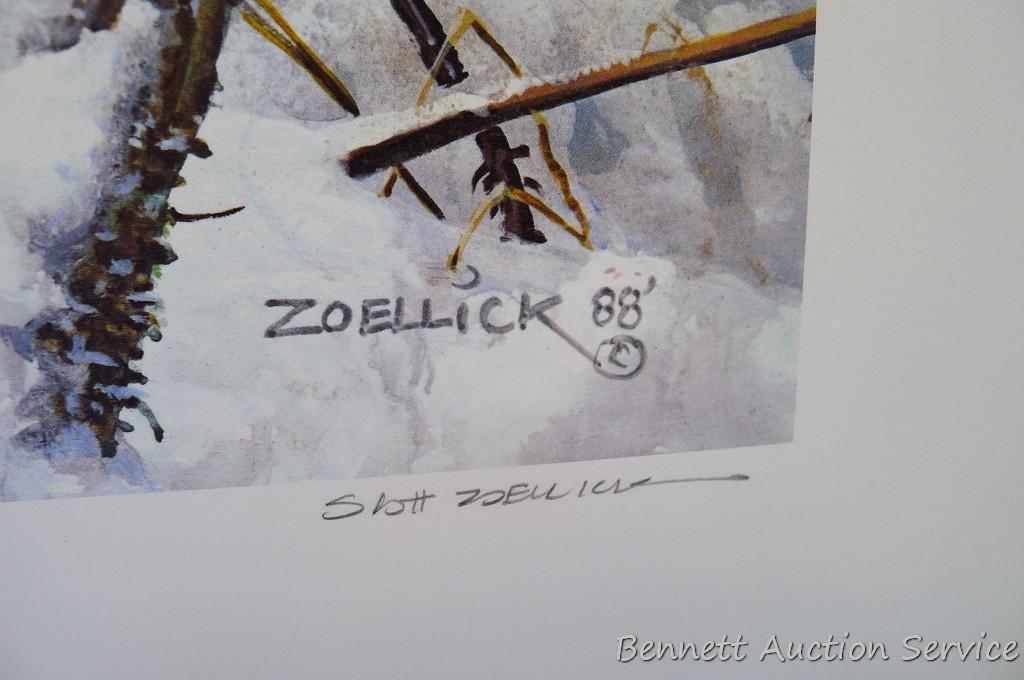 Four signed & numbered pheasant prints including: Winter Ring necks by Scott Zoellick (21? x 29?);