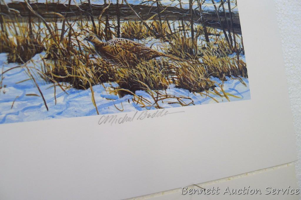 Four signed & numbered pheasant prints including: Winter Ring necks by Scott Zoellick (21? x 29?);