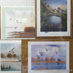 Four duck prints by Sam Timm, John Peterson, Charles Pearson, and Jerry A. Newman. Sam Timm 'Spring