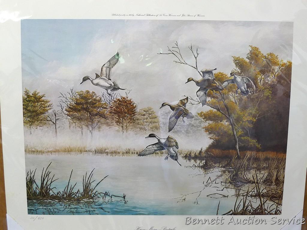 Four duck prints by Sam Timm, John Peterson, Charles Pearson, and Jerry A. Newman. Sam Timm 'Spring