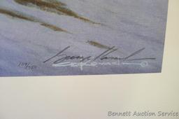 Four winter scene prints including: Sanctuary at Holy Hill (with sleigh) by George Kovach (21? x 28