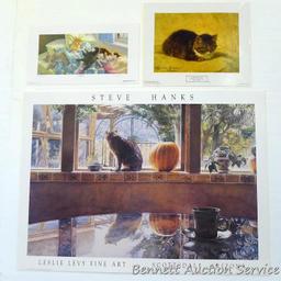 Three cat prints including: A Pretty Kitten by Henriette Ronner-Knip (12 3/4? x 15 1/2?); Bedfellows