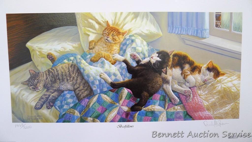 Three cat prints including: A Pretty Kitten by Henriette Ronner-Knip (12 3/4? x 15 1/2?); Bedfellows