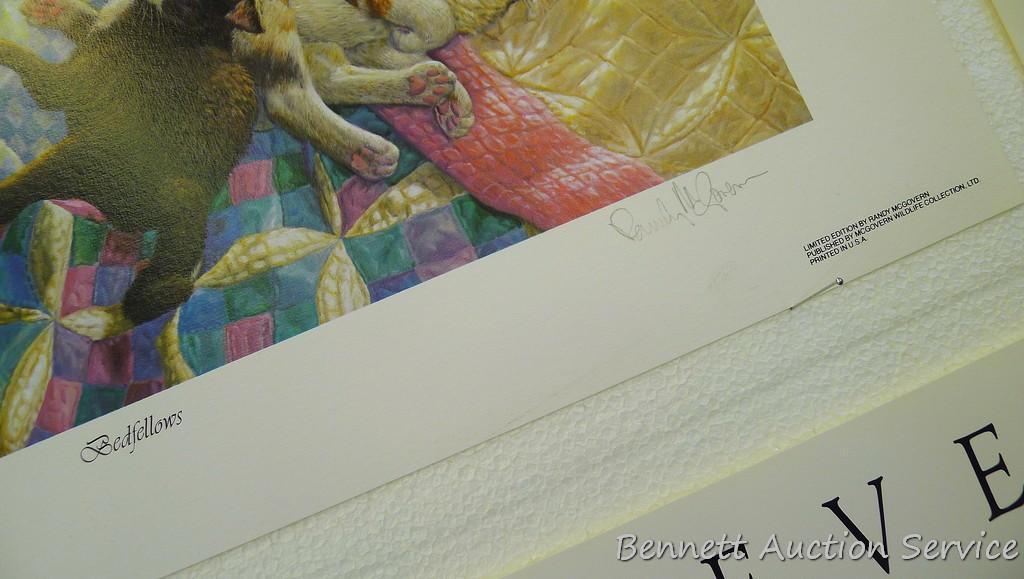 Three cat prints including: A Pretty Kitten by Henriette Ronner-Knip (12 3/4? x 15 1/2?); Bedfellows