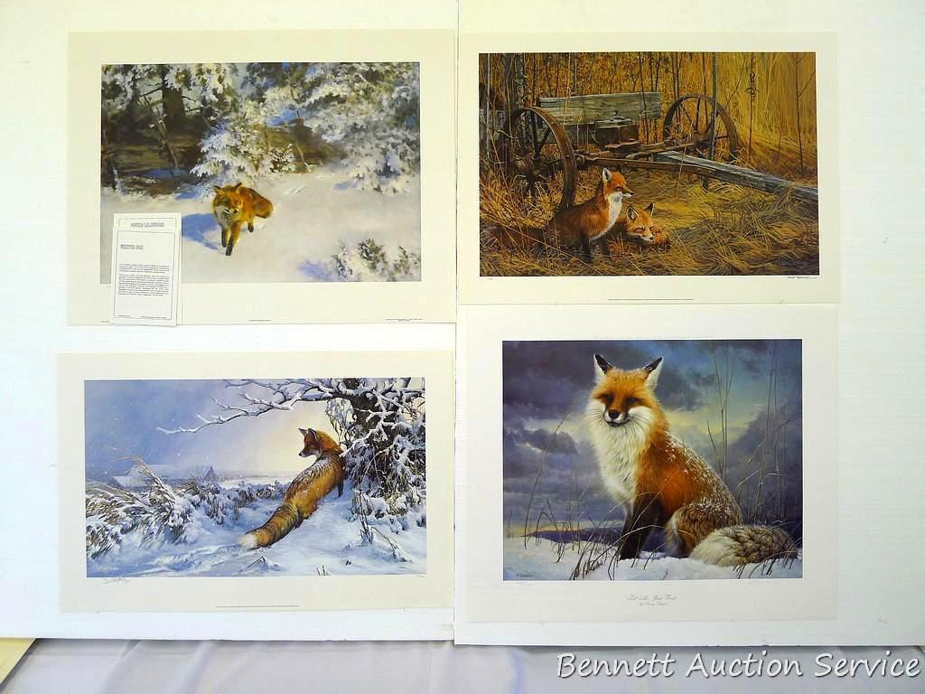 Four signed & numbered fox prints including: Tell Me, Jack Frost by Nancy Glazier (23? x 27?);