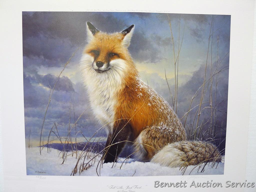 Four signed & numbered fox prints including: Tell Me, Jack Frost by Nancy Glazier (23? x 27?);