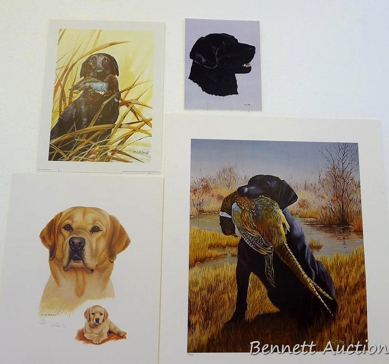 Two signed & numbered Labrador prints, plus two others. Harry Tolles 'Memorable Retrieve', 25-1/2" x