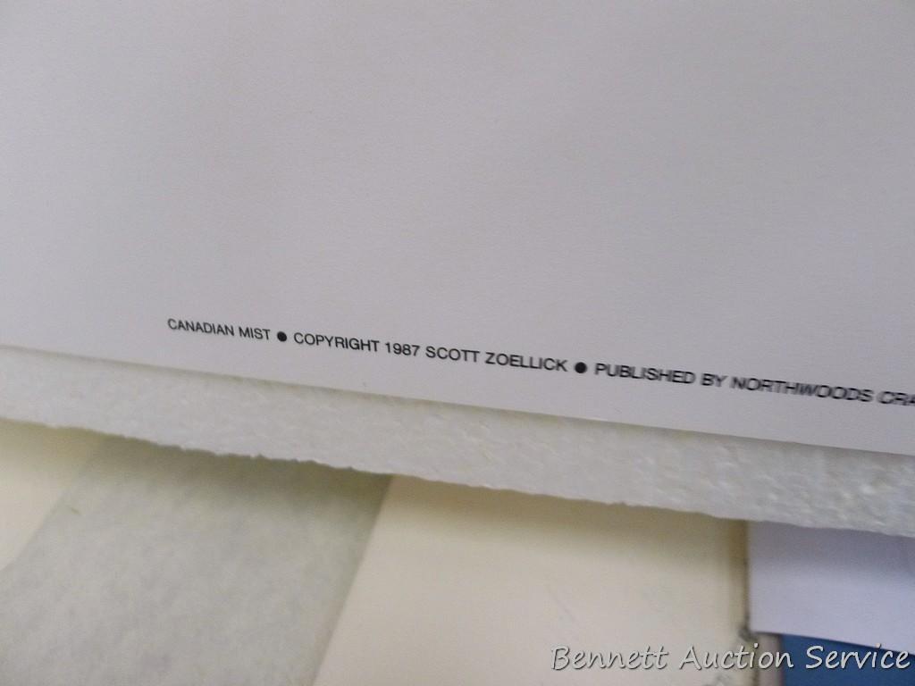 Signed & numbered print by Zoellick 'Canadian Mist', 22" x 28"; plus other Canada goose prints as
