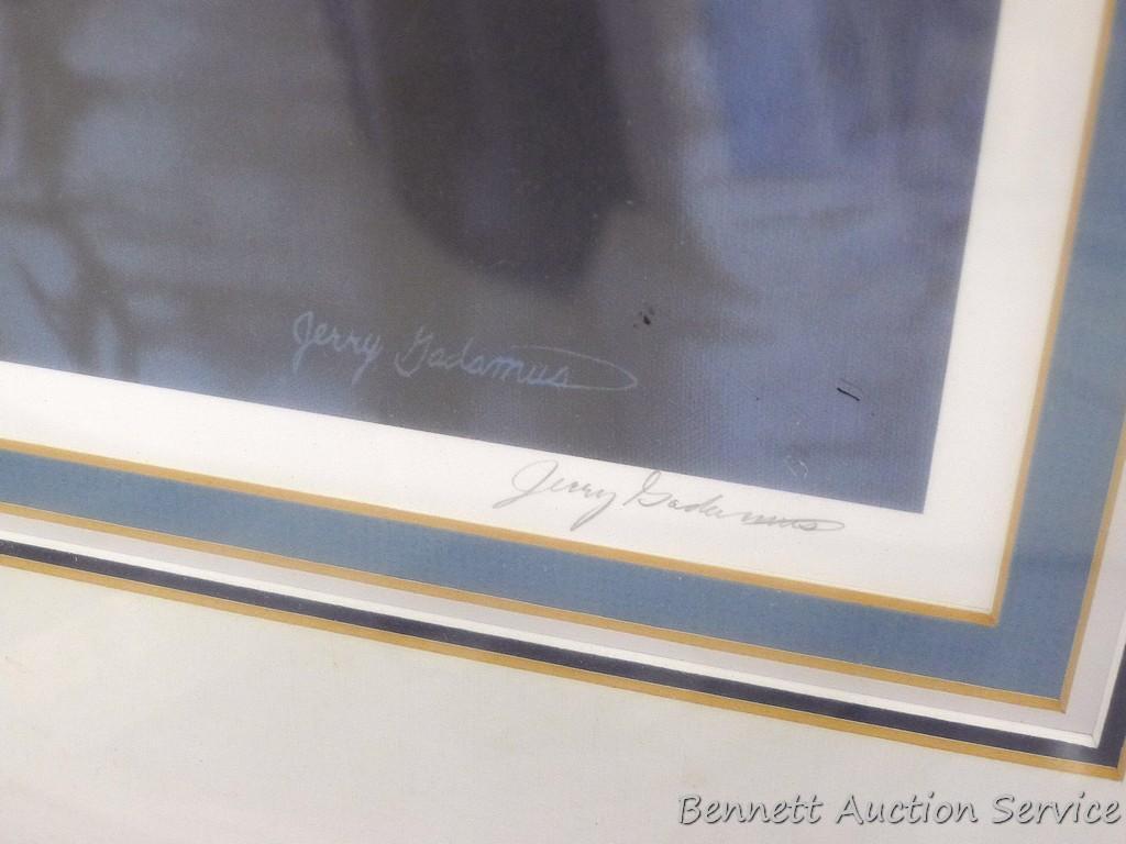 Signed & numbered Bluejay print by Jerry Gadamus, 344/600, 30" x 26".