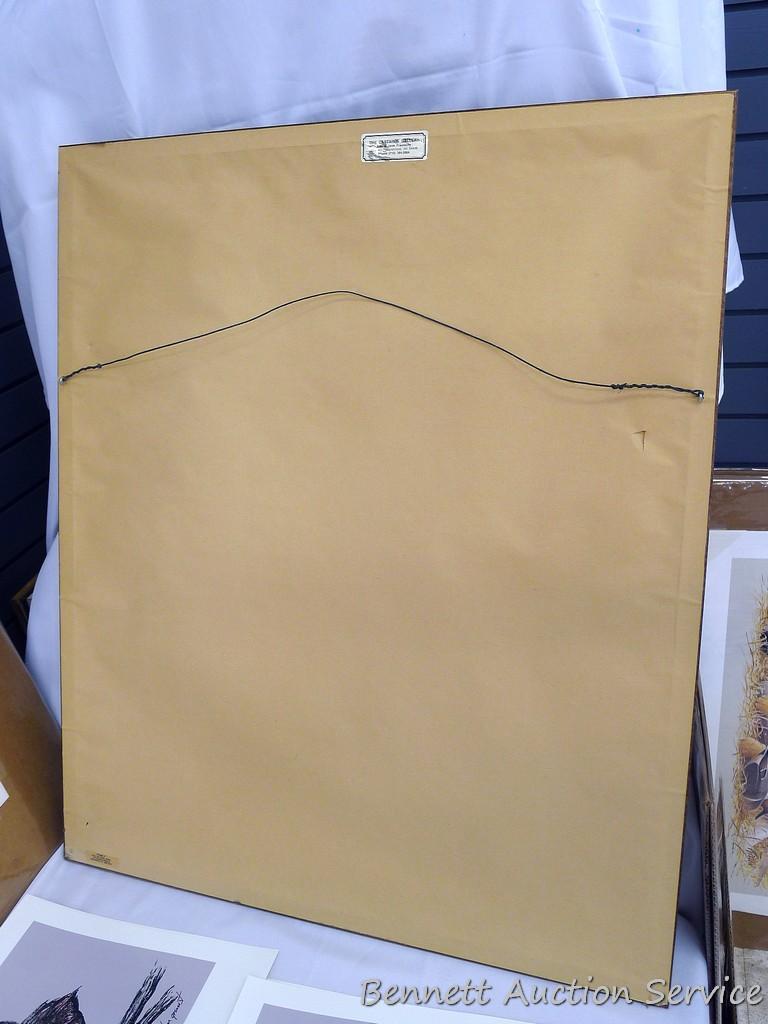 Signed & numbered Bluejay print by Jerry Gadamus, 344/600, 30" x 26".