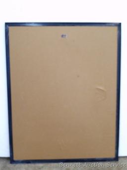 Framed poster of Green Bay Packer Brett Favre, 1995/1996 and measures 20" x 16" over frame.