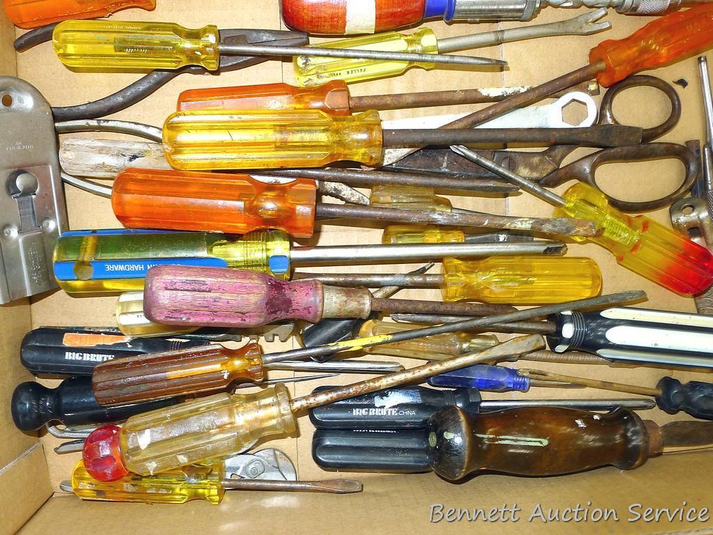 Screwdrivers, chisels, wrenches, glass cutter, more. Craftsman and other.