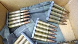 40 rounds 7.62x51 NATO ammunition on stripper clips. Included bandolier denotes 7.62 mm M80.