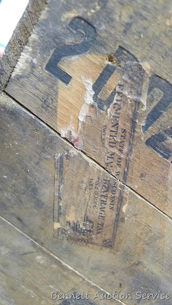 Independent Milwaukee Brewery wooden box is 18-1/2" x 12" x 10-1/2" deep and appears in good solid