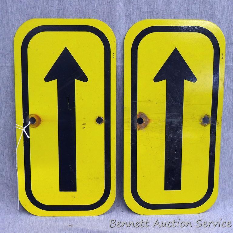 2 Aluminum reflective arrow signs are 12" x 6".