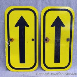 2 Aluminum reflective arrow signs are 12" x 6".