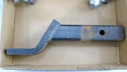 2" receiver hitch with a 4" drop and a 1" hole, two 2" balls, 1-7/8" ball, more.