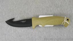 Camillus Titanium skinning knife with sheath is about 9-1/2" long. Brand new.
