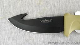 Camillus Titanium skinning knife with sheath is about 9-1/2" long. Brand new.