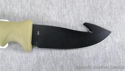 Camillus Titanium skinning knife with sheath is about 9-1/2" long. Brand new.
