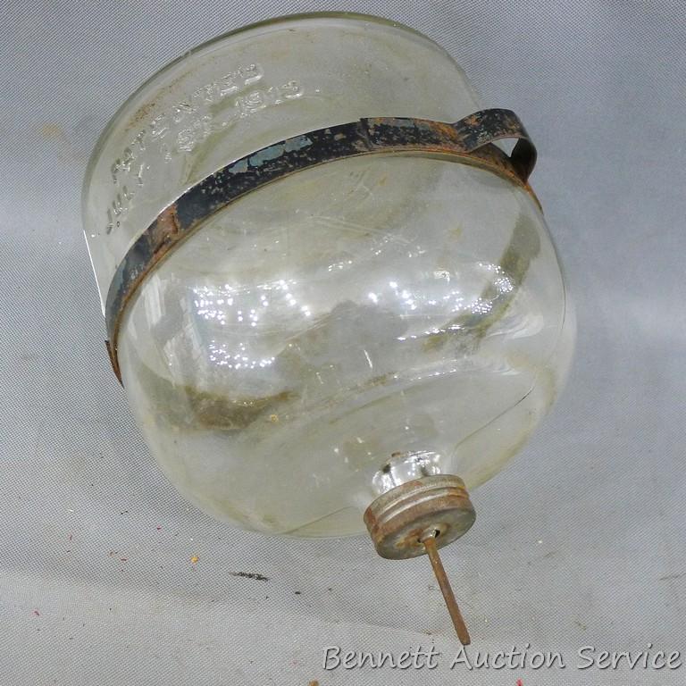 Antique fuel jar or bottle is marked Patented July 1st, 1913 and looks to be in good condition. We